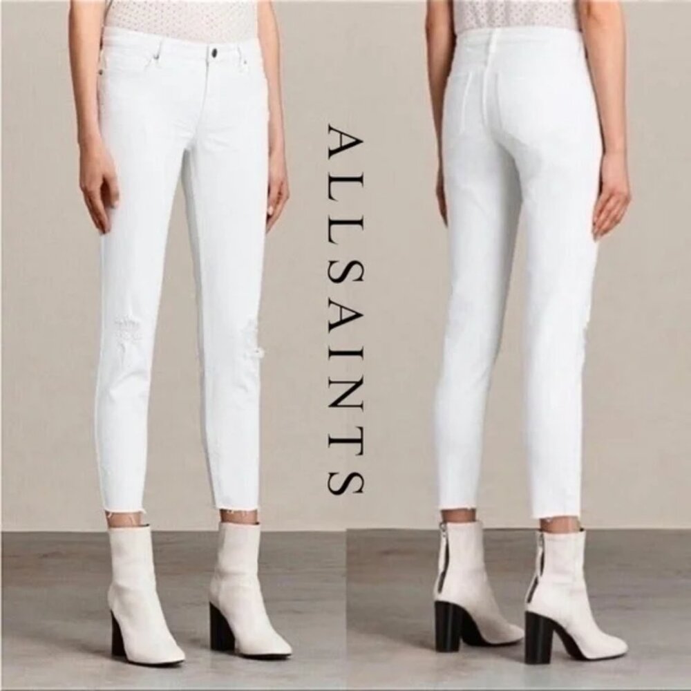 AllSaints Mast Ankle Destroy Denim Jeans